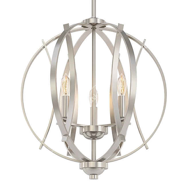 Modern Brushed Nickel Pendant Light 3D model image 1