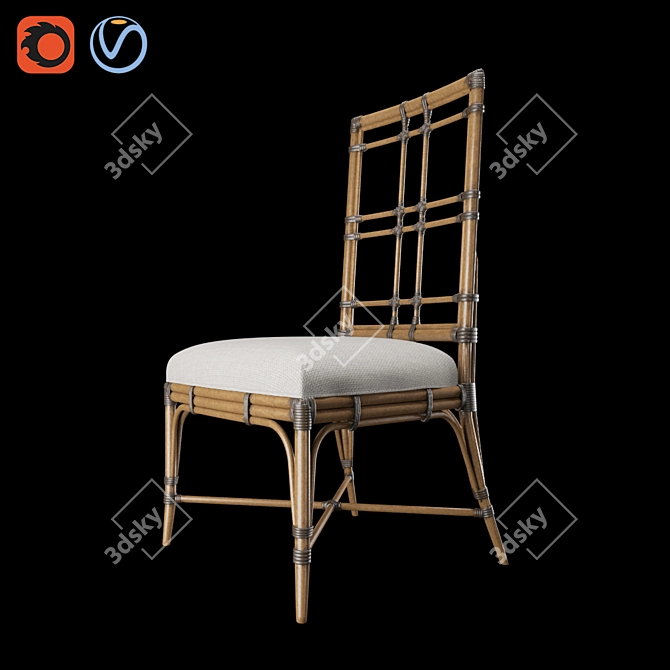 Tropical Sands Rattan Chair 3D model image 2
