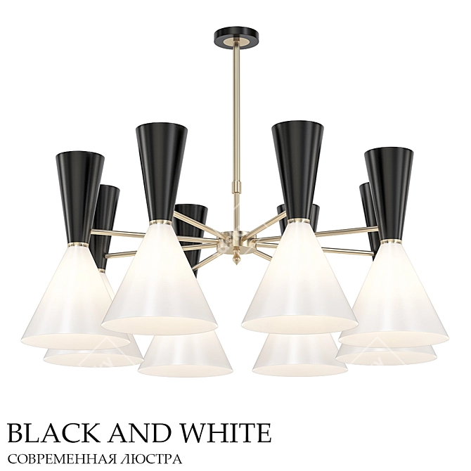 Cairo Chandelier: Elegant Black and White Lighting 3D model image 1