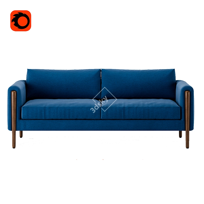 Modern Blue Straight Sofa 3D model image 1