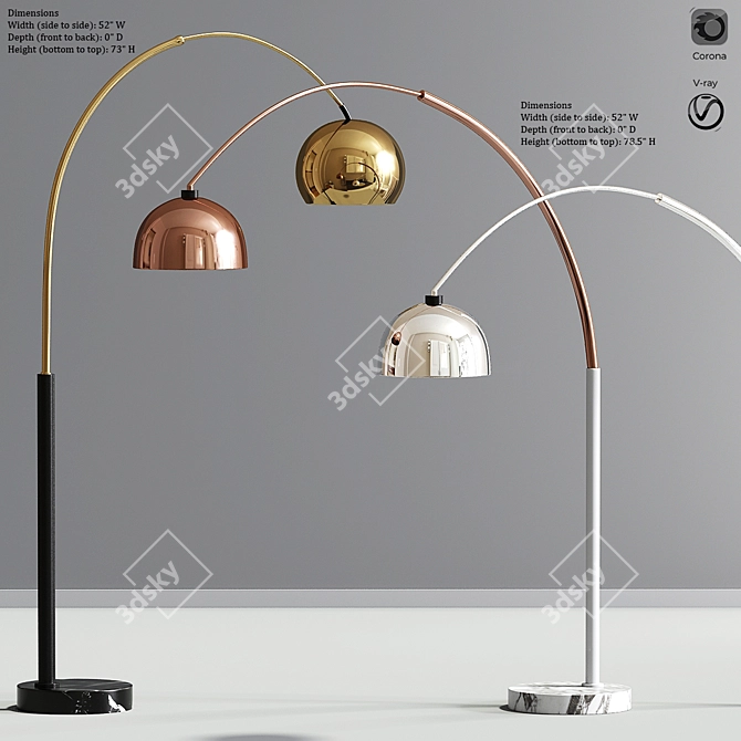 Sleek Arc Floor Lamps 3D model image 1