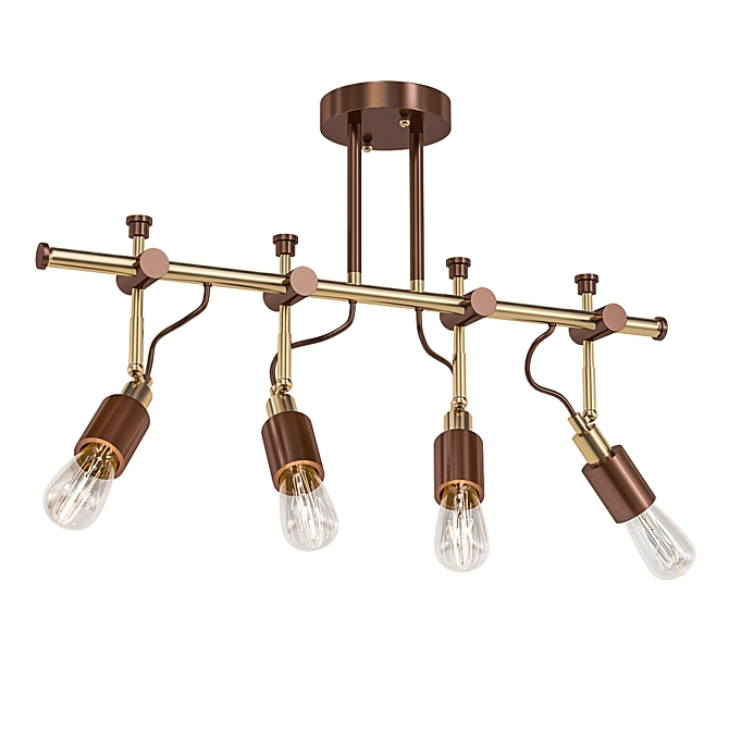 Sleek 4-Light Bronze Track Fixture 3D model image 1