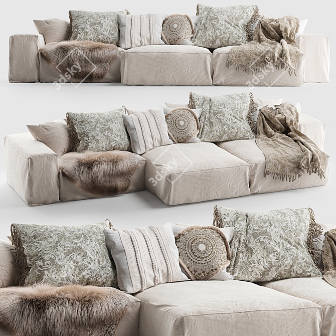 Modern Hendrix Sofa: Luxurious, Stylish & Spacious 3D model image 1