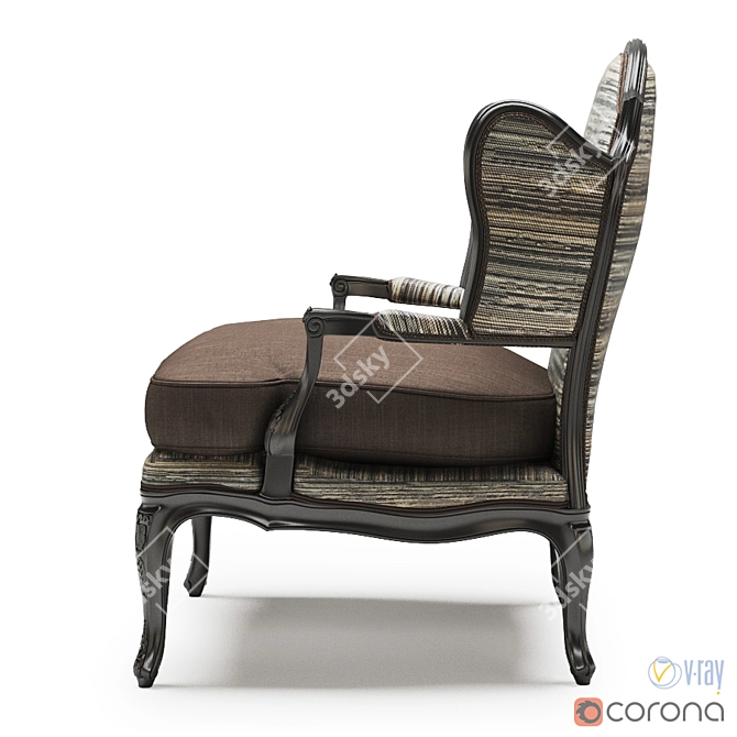 Bordeaux U Wing Chair: Luxurious Seating 3D model image 3