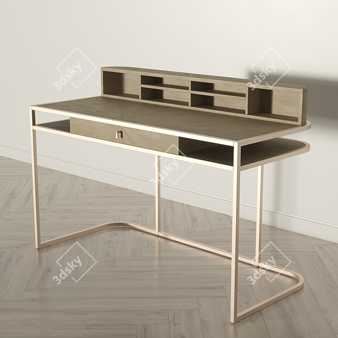Highland Oak Desk 3D model image 4