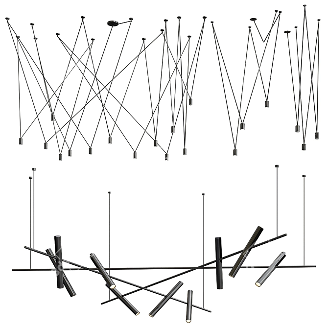 Sleek Match & Esprit Chandelier: Modern Illumination 3D model image 1