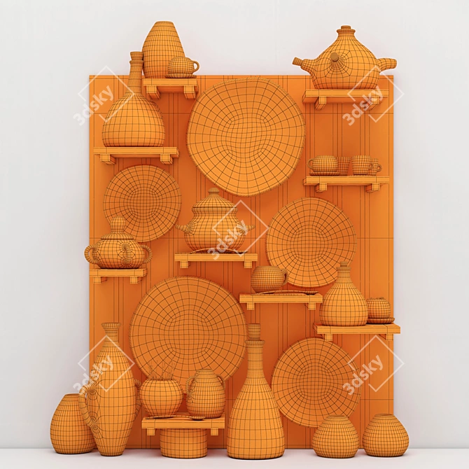 Sleek Clay Dish Rack: Organize and Display 3D model image 5