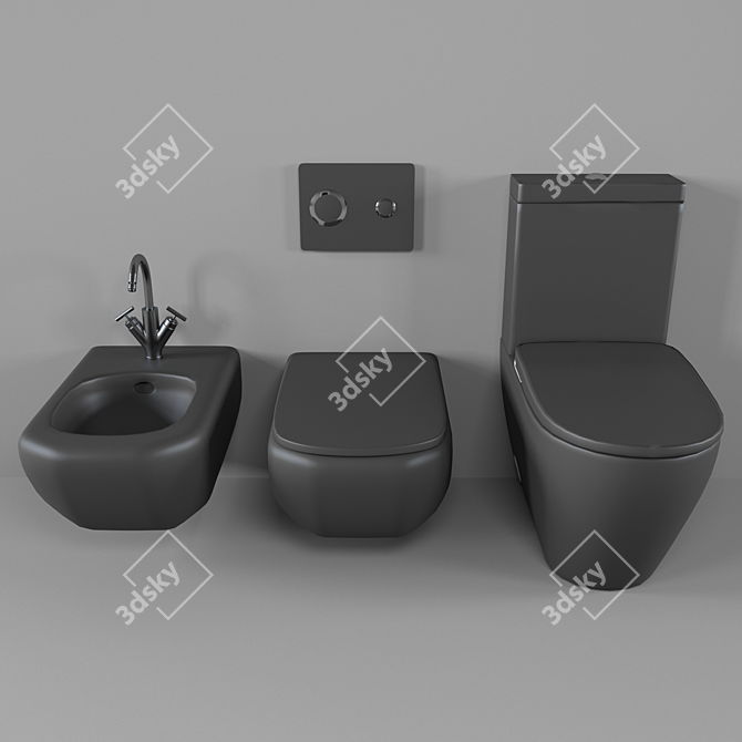 Title: Palomba Bidet Toilet Set - Laufen & Roca 3D model image 2