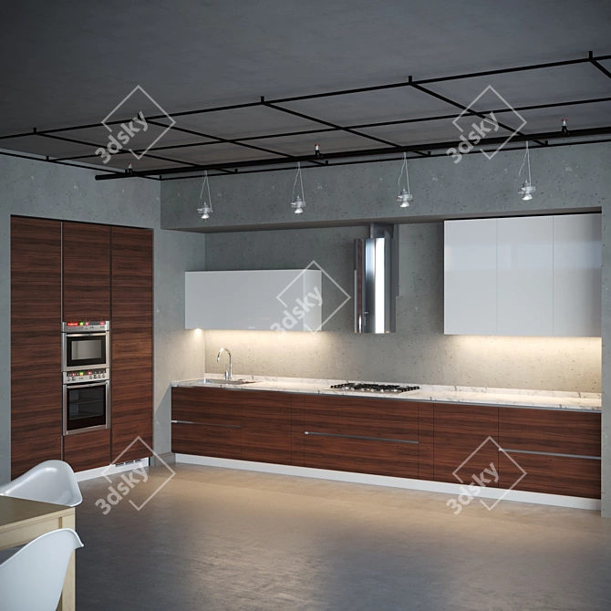 Soul Wood Kitchen Set - Modern 3D model image 1