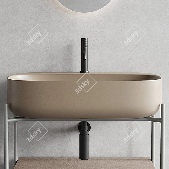 Diva Metal Vanity Unit & Moon Countertop Washbasin 3D model image 3