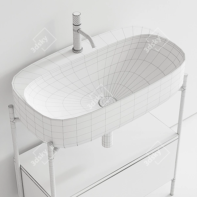 Diva Metal Vanity Unit & Moon Countertop Washbasin 3D model image 5