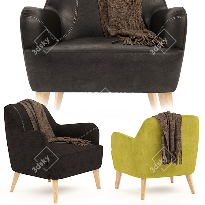 Luxury Lysandre Armchair: Elegant Comfort 3D model image 3
