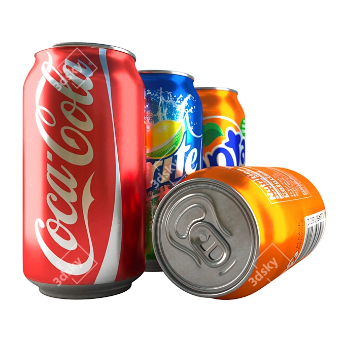 Premium Carbonated Beverages: Coca-Cola, Fanta, Sprite 3D model image 1