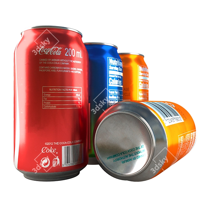 Premium Carbonated Beverages: Coca-Cola, Fanta, Sprite 3D model image 2