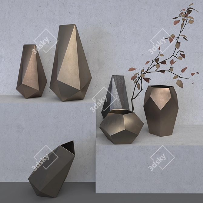 Elegant Galena Vase Set - Tom Faulkner Design 3D model image 1