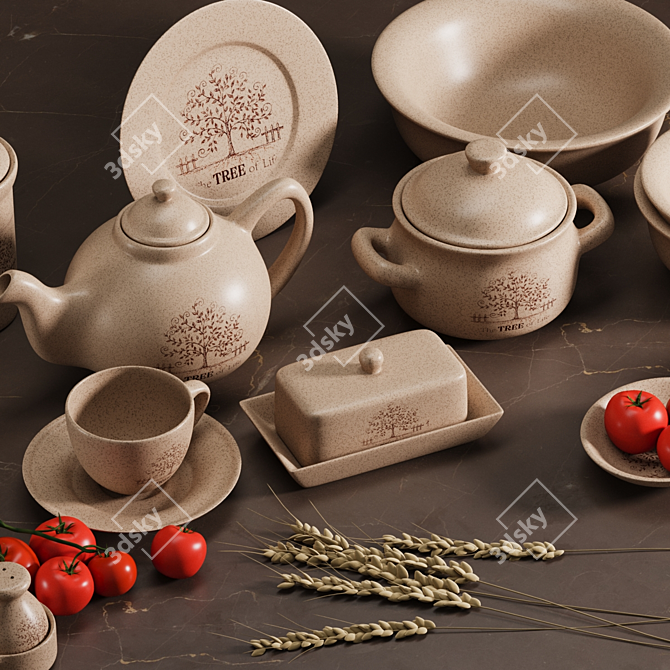 Ceramic Tree of Life Tableware 3D model image 2