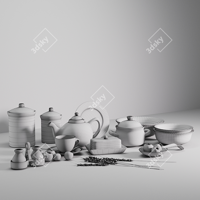 Ceramic Tree of Life Tableware 3D model image 3