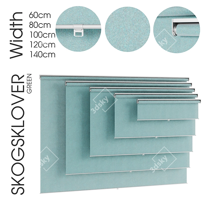 SKOGSKLÖVER Green Roller Blind 3D model image 1