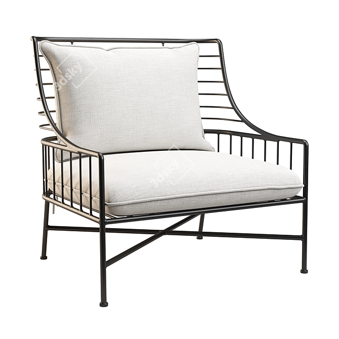 Sleek Breton Metal Chair - CB2 3D model image 1