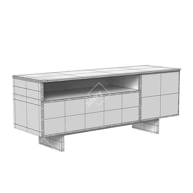 Modern Cane Media Console 3D model image 3