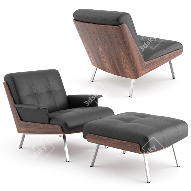 Elegant Daiki Armchair Set 3D model image 1