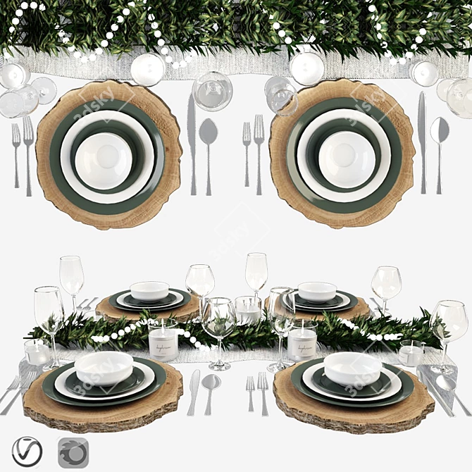 Sleek Tableware Set 3D model image 1