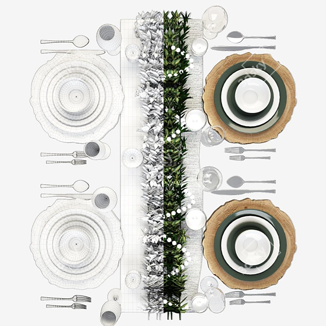 Sleek Tableware Set 3D model image 2