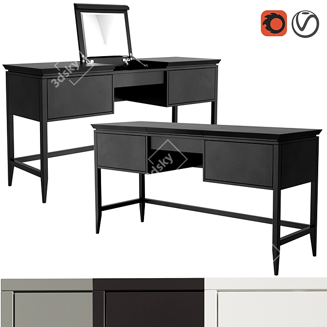 Austin Home Dressing Table with Mirror and Drawers 3D model image 1