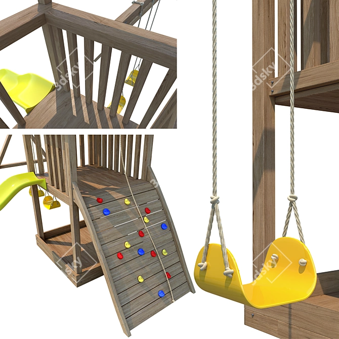 Kindergarten 3-IN-1 Swing Set 3D model image 3