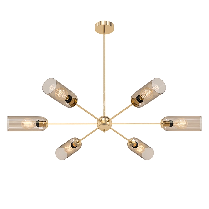 Elegant Metal and Glass Chandelier 3D model image 1