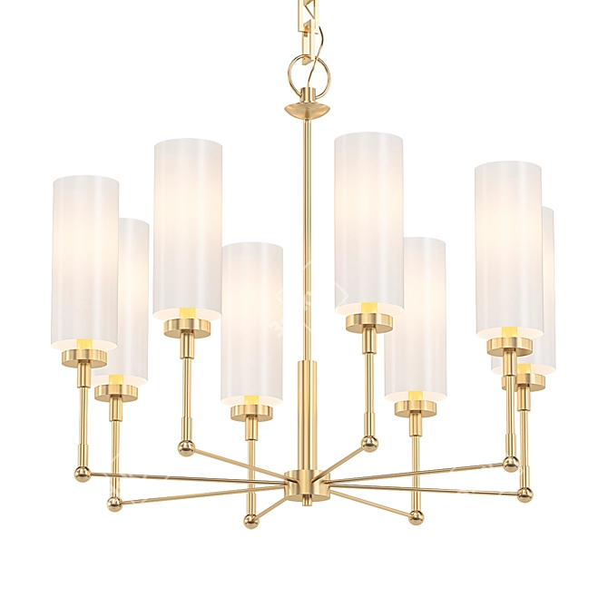 Golden American Style Pendant Chandelier 3D model image 1