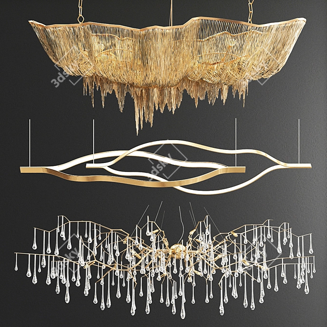 Exquisite Atlantis Henge Bijout Chandelier 3D model image 1