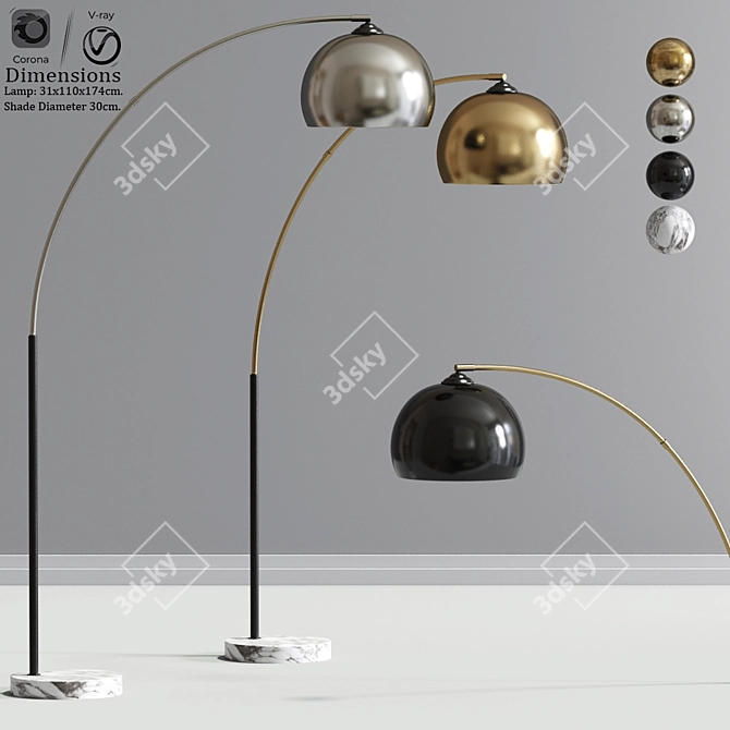 Sleek Arquer Arc Lamp 3D model image 1