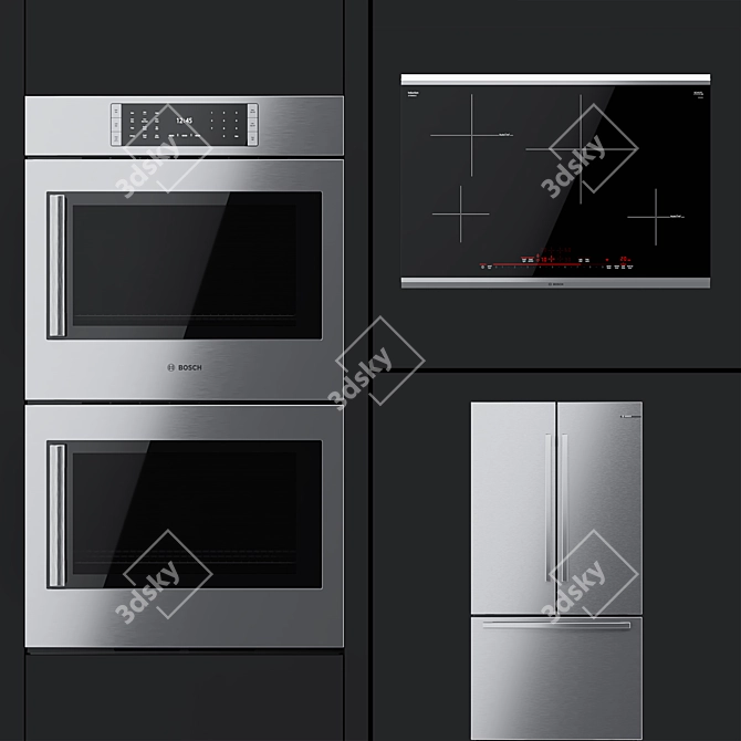 Bosch Kitchen Trio: HBLP651RUC, B36CT80SNS, NIT8069SUC 3D model image 1