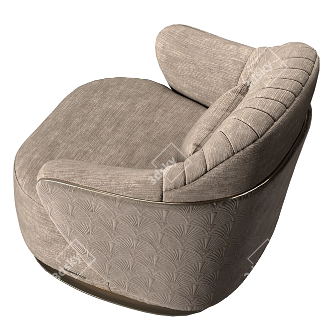 Elegant Adele Armchair: Leather Upholstery & Embroidered Design 3D model image 3