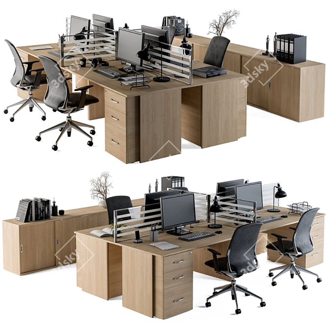 Modern Office Furniture Set 3D model image 1