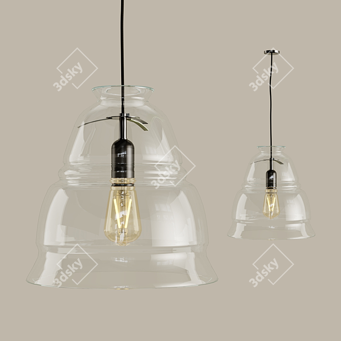 Elegant Glass Ceiling Lamps 3D model image 3