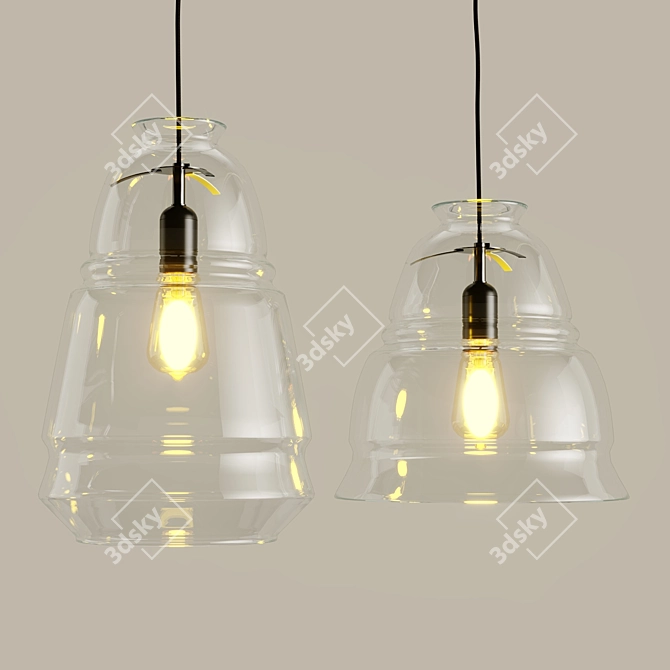 Elegant Glass Ceiling Lamps 3D model image 4