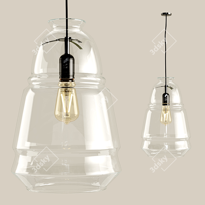 Elegant Glass Ceiling Lamps 3D model image 9