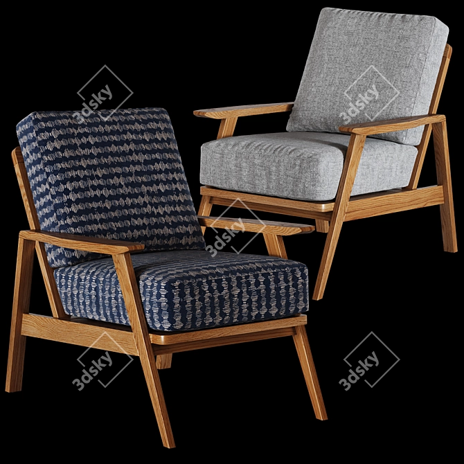 Vintage Batik: Elegant Retro Armchair 3D model image 2