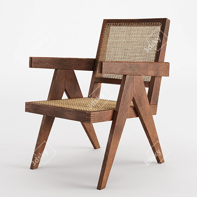 Vintage Pierre Jeanneret Armchair 3D model image 1