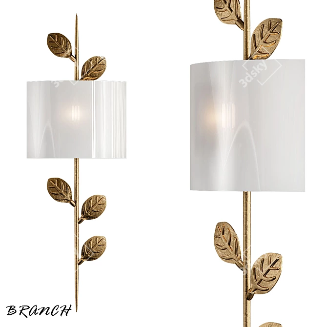 Modern Leafy Branch Sconce 3D model image 1