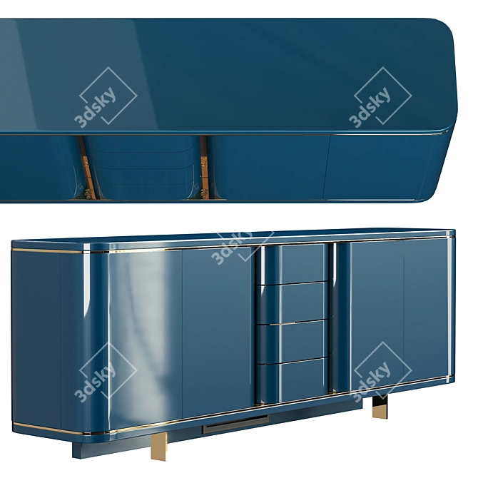 Luxury Donegal High Unit - Polish Lacquered Wood 3D model image 4