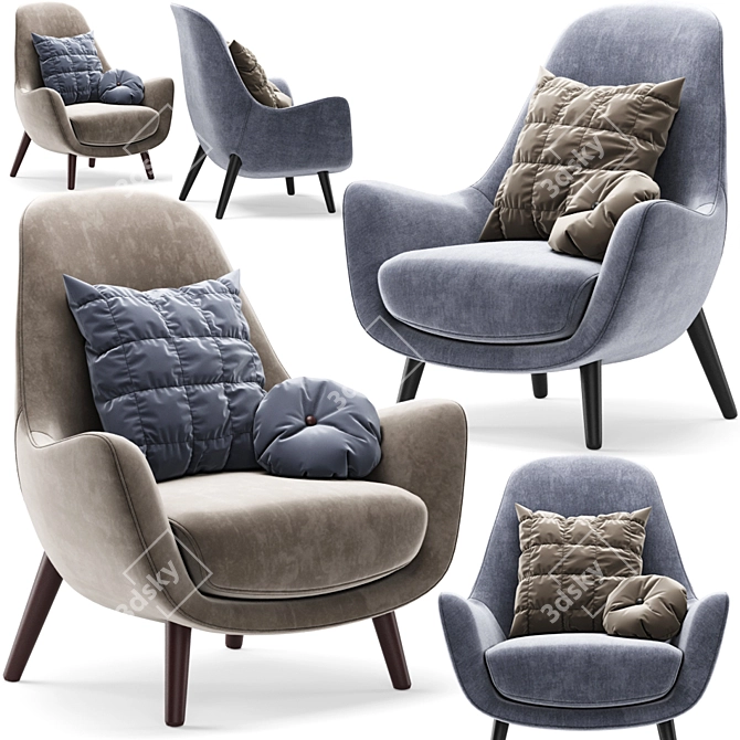 Luxurious Poliform Mad King Armchair 3D model image 1