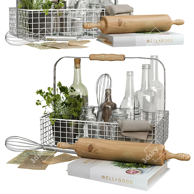 Modern Kitchen Decor Set 3D model image 4