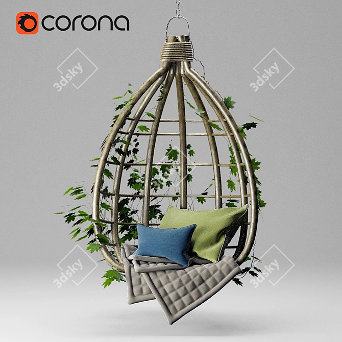 Cozy Hanging Hammock Chair 3D model image 4