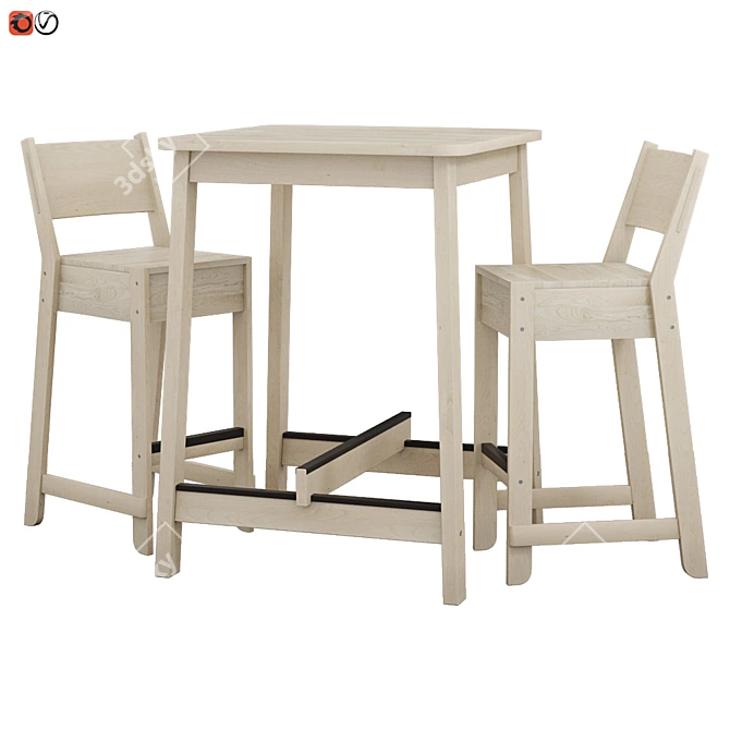 Scandinavian Birch Bar Set 3D model image 1