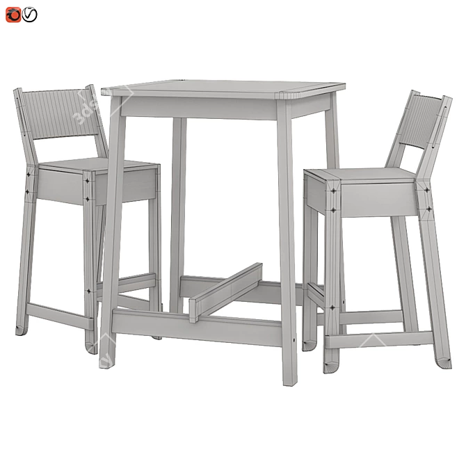 Scandinavian Birch Bar Set 3D model image 2