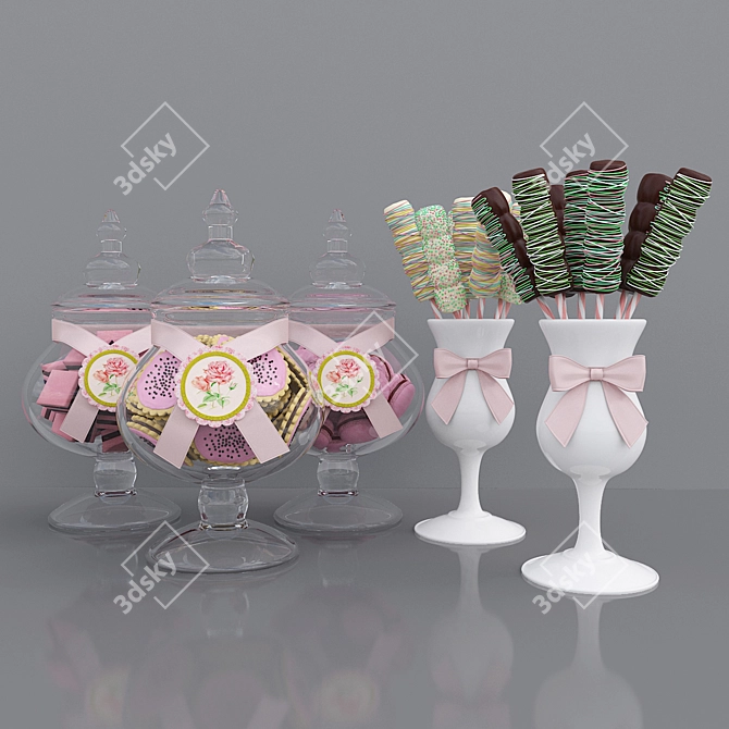 Sweet Delights: Candy Jars & Marshmallows 3D model image 2