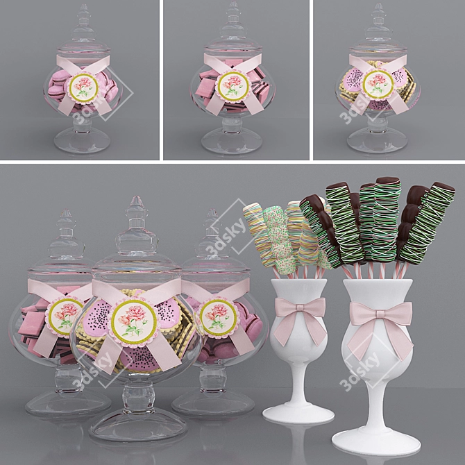 Sweet Delights: Candy Jars & Marshmallows 3D model image 6